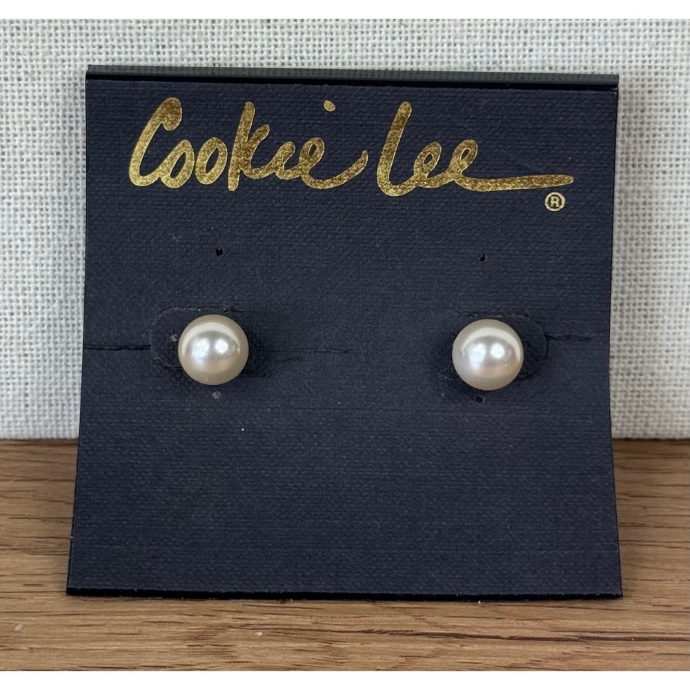 Cookie Lee Stud Earrings Womens Cream Faux Pearl Classic Round 98027